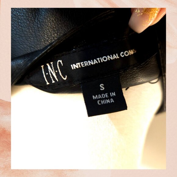 INC Black Ruffle Sleeve Faux Leather Jacket - Picture 6 of 10